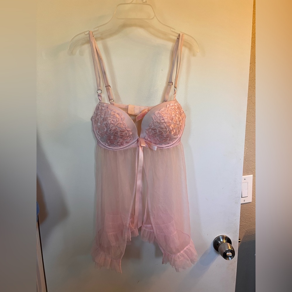 Victorias Secret Pink Bow Lingerie Babydoll 36C